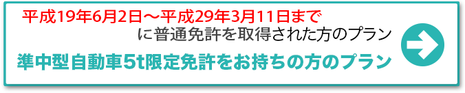 平成19年6月2日～平成29年3月11日までに普通免許を取得した方 準中型自動車免許プラン